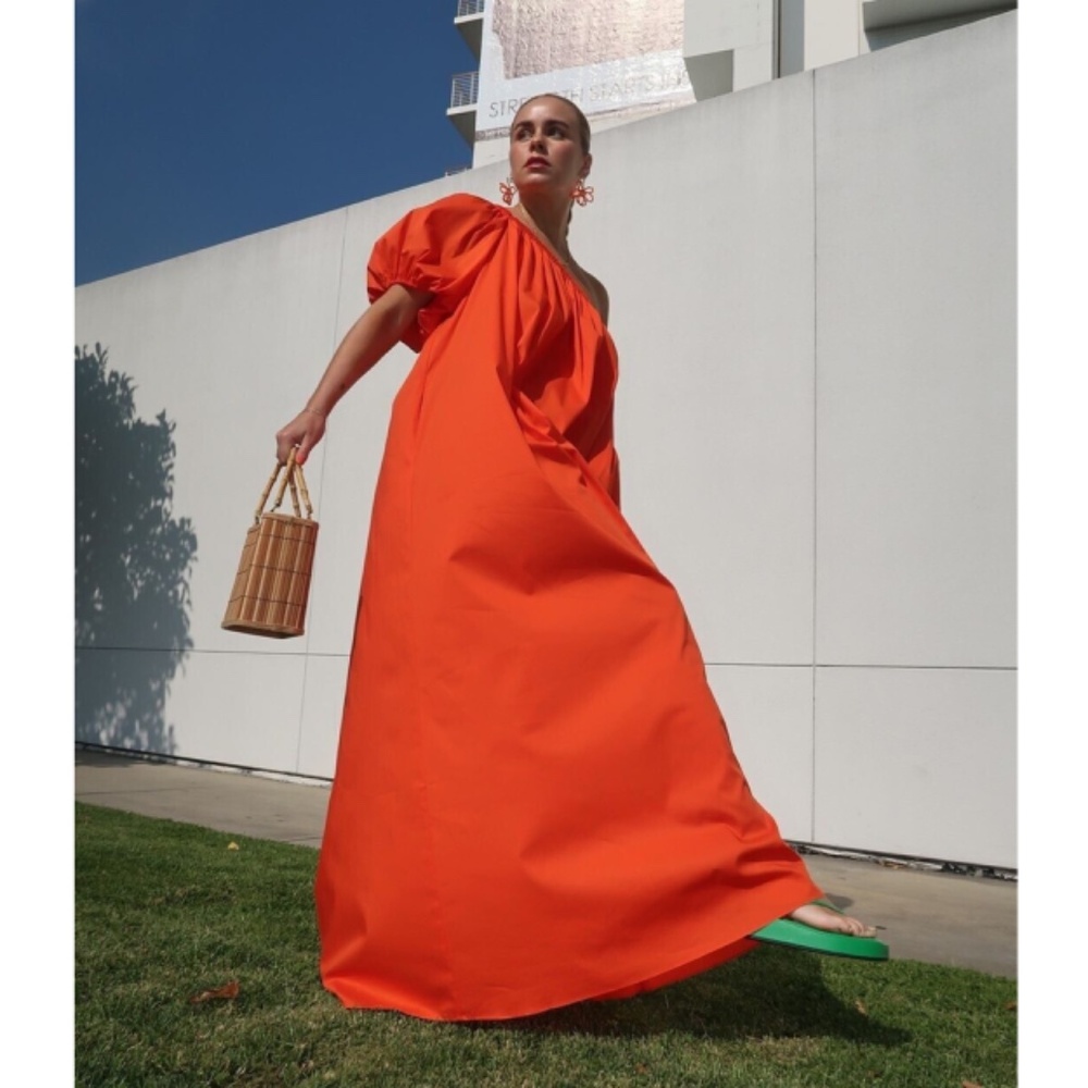 Diane Von Furstenberg DVF Pasquale One-Shoulder Maxi Dress Burnout Orange XL